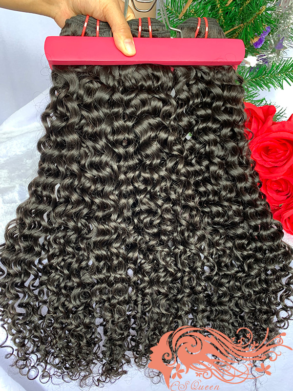 Csqueen 9A Jerry Curly Hair Weave 4 Bundles Unprocessed Virgin Human Hair - Click Image to Close